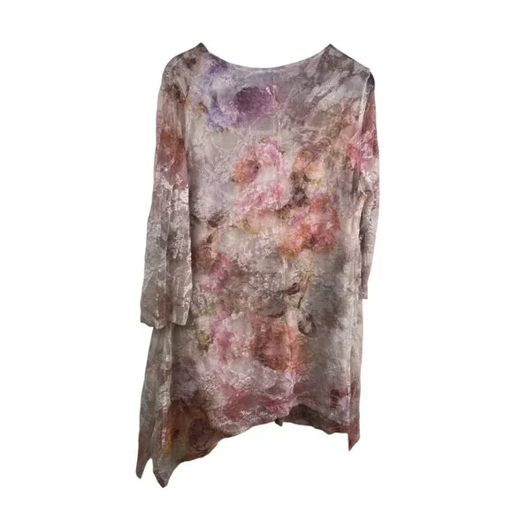 Cal Style Top Women's Lace Tunic Asymmetrical Hem Pink 2XL Fairy Romantic Boho - Picture 2 of 12